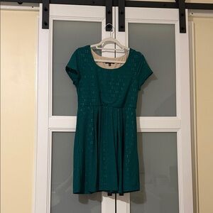 Women's Teal Short Sleeve Fit-and-Flare Dress